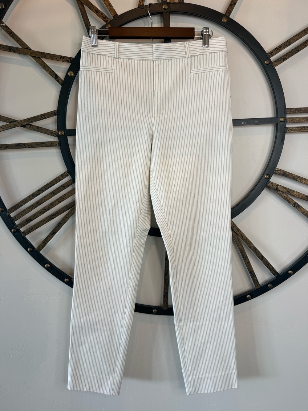 Banana Republic White Pinstriped Dress Pants